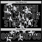 Custom Black White Y2K Stars 3D Pattern Design Bomber Full-Snap Varsity Letterman Jacket