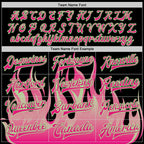Custom Black Hot Pink Pea Green-White Flame 3D Pattern Design Bomber Full-Snap Varsity Letterman Jacket