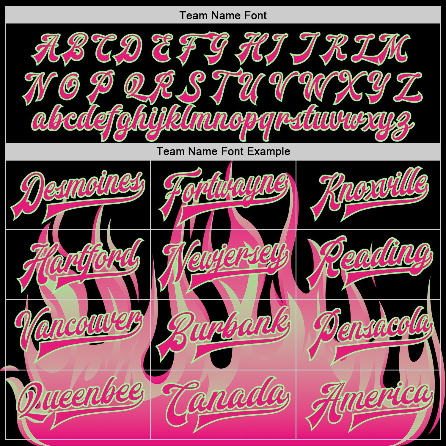 Custom Black Hot Pink Pea Green-White Flame 3D Pattern Design Bomber Full-Snap Varsity Letterman Jacket