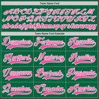 Custom Kelly Green Pink-White Hockey Lace Neck Jersey