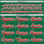 Custom Kelly Green Red-White Hockey Lace Neck Jersey