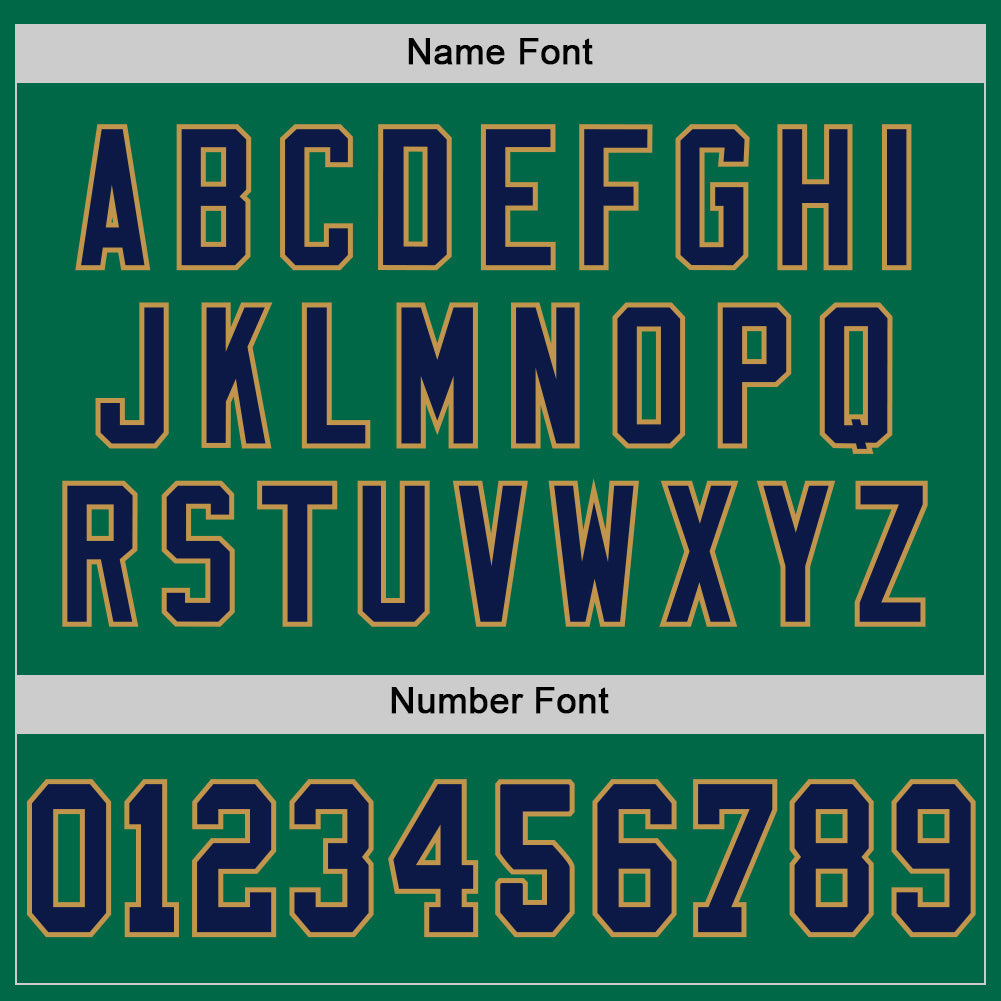 Custom Kelly Green Navy-Old Gold Mesh Authentic Throwback Football Jersey