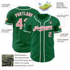 Custom Kelly Green Medium Pink-White Authentic Baseball Jersey