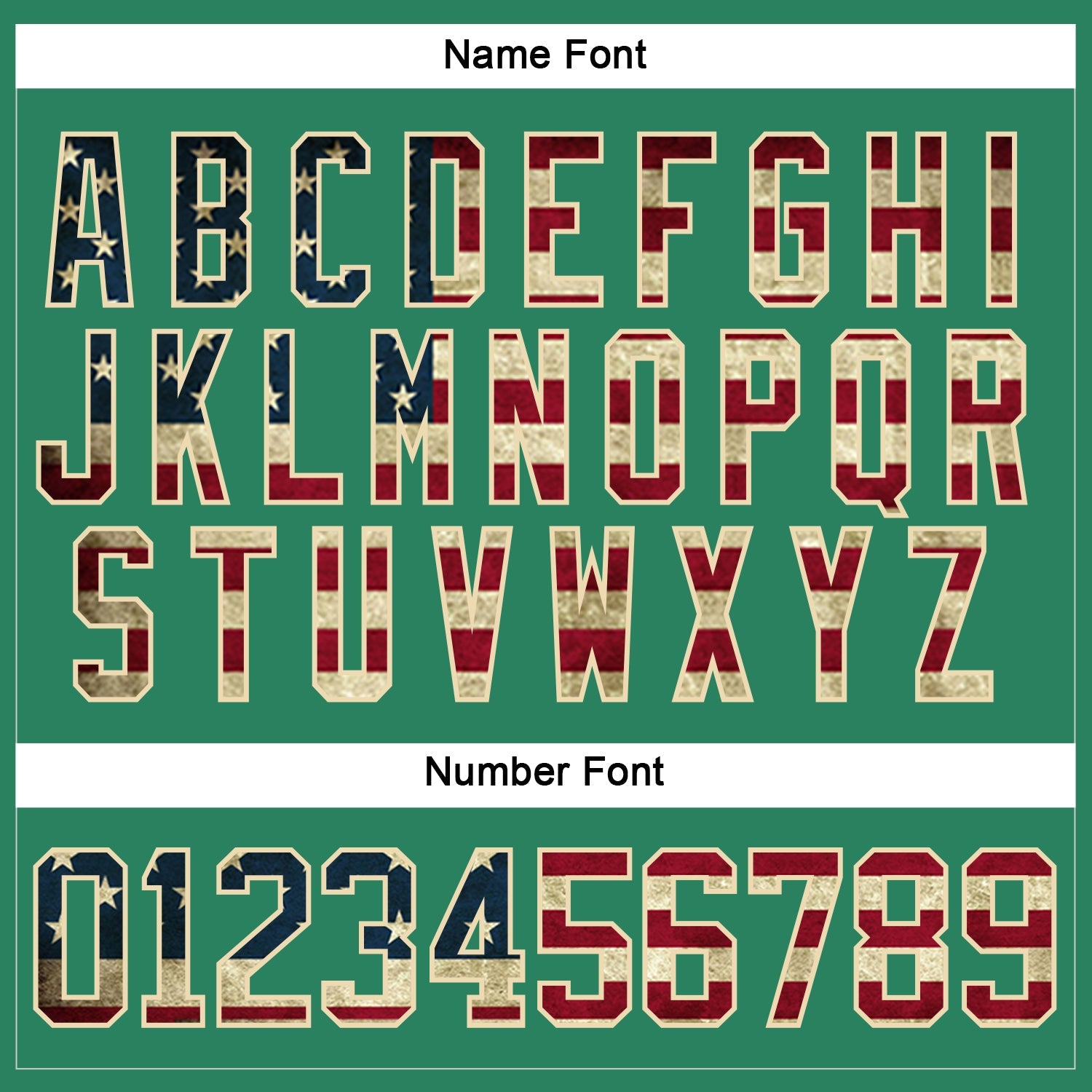 Custom Kelly Green Vintage USA Flag Cream-Red Hockey Jersey