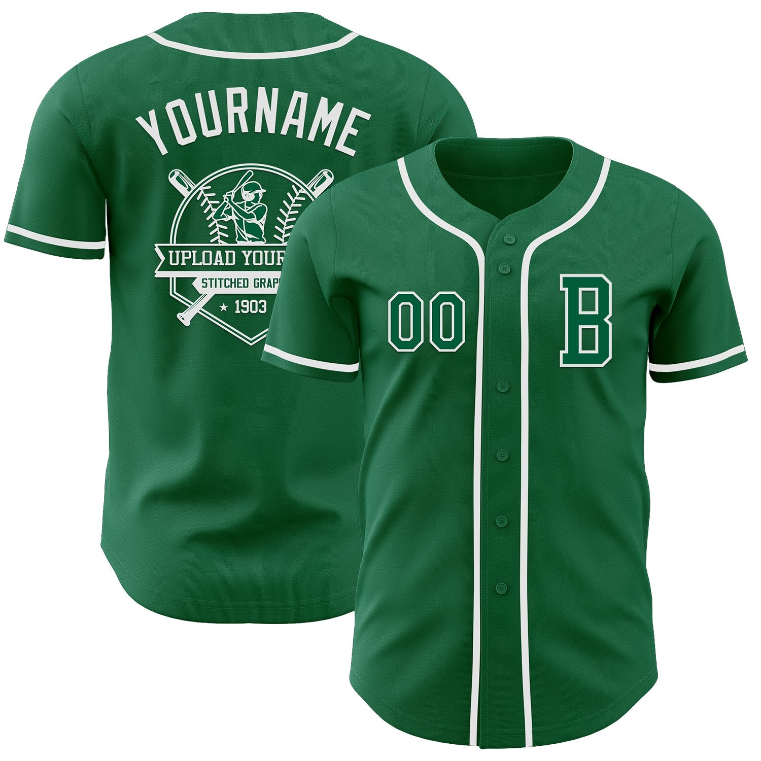 Custom Kelly Green White Authentic Baseball Jersey