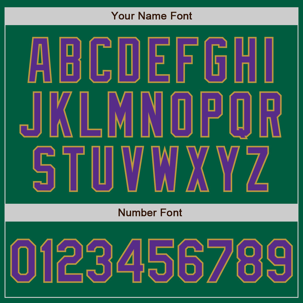 Custom Kelly Green Purple-Old Gold Authentic Baseball Jersey