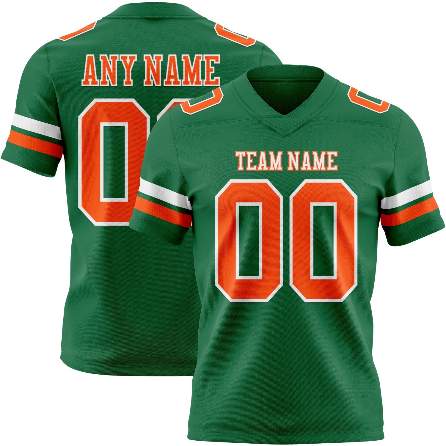 Custom Kelly Green Orange-White Authentic Football Jersey