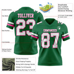 Custom Kelly Green White-Pink Authentic Football Jersey
