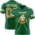 Custom Kelly Green Old Gold-White Authentic Football Jersey