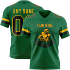 Custom Kelly Green Black-Gold Authentic Football Jersey