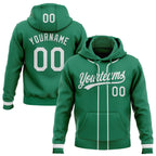 Custom Stitched Kelly Green White Baseball Pullover Sweatshirt Hoodie