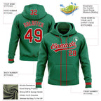 Custom Stitched Kelly Green Red-White Baseball Pullover Sweatshirt Hoodie
