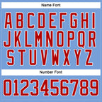 Custom Light Blue Red-White Hockey Lace Neck Jersey