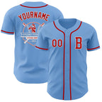 Custom Light Blue Red-White Authentic Baseball Jersey