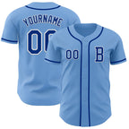 Custom Light Blue Royal-White Authentic Baseball Jersey