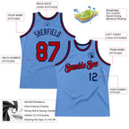 Custom Light Blue Red-Navy Authentic Throwback Basketball Jersey