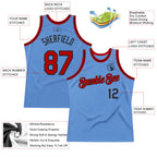 Custom Light Blue Red-Black Authentic Throwback Basketball Jersey