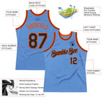 Custom Light Blue Black-Orange Authentic Throwback Basketball Jersey
