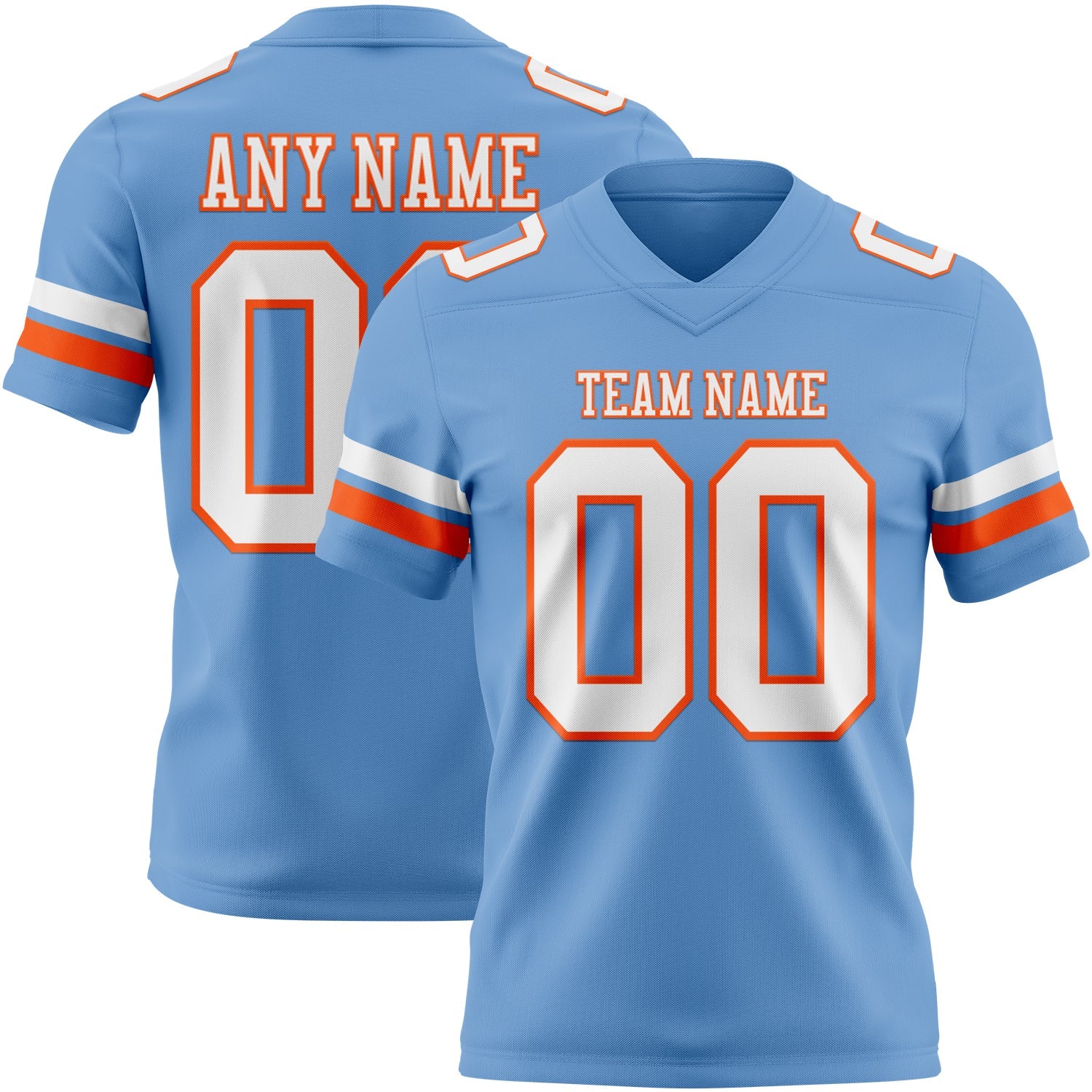 Custom Light Blue White-Orange Authentic Football Jersey