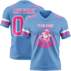 Custom Light Blue Pink-White Authentic Football Jersey