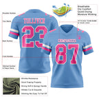 Custom Light Blue Pink-White Authentic Football Jersey