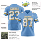 Custom Light Blue White-Old Gold Authentic Football Jersey