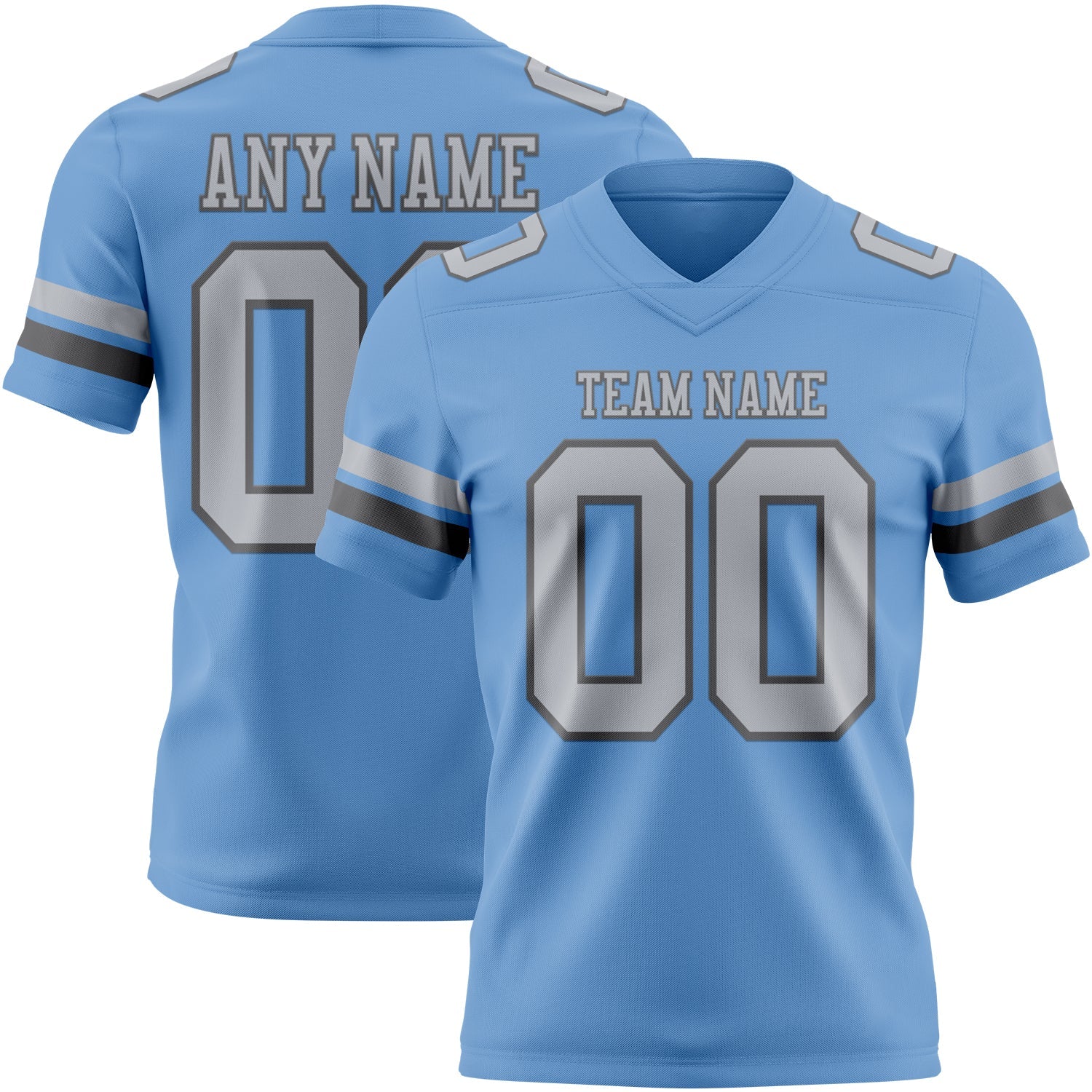 Custom Light Blue Gray-Steel Gray Authentic Football Jersey