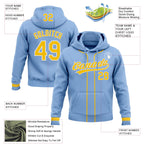 Custom Stitched Light Blue Yellow-White Baseball Pullover Sweatshirt Hoodie