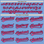 Custom Stitched Light Blue Pink-Black Baseball Pullover Sweatshirt Hoodie