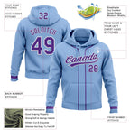 Custom Stitched Light Blue Purple-White Baseball Pullover Sweatshirt Hoodie