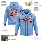 Custom Stitched Light Blue Crimson-Cream Baseball Pullover Sweatshirt Hoodie