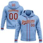 Custom Stitched Light Blue Crimson-Cream Baseball Pullover Sweatshirt Hoodie