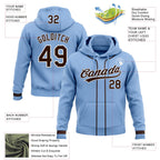 Custom Stitched Light Blue Brown-White Baseball Pullover Sweatshirt Hoodie