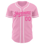 Custom Light Pink Pink-White Authentic Baseball Jersey