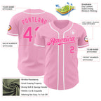 Custom Light Pink Pink-White Authentic Baseball Jersey