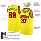 Custom Light Yellow Red-Royal Authentic Basketball Jersey