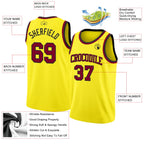 Custom Light Yellow Maroon-Black Authentic Basketball Jersey