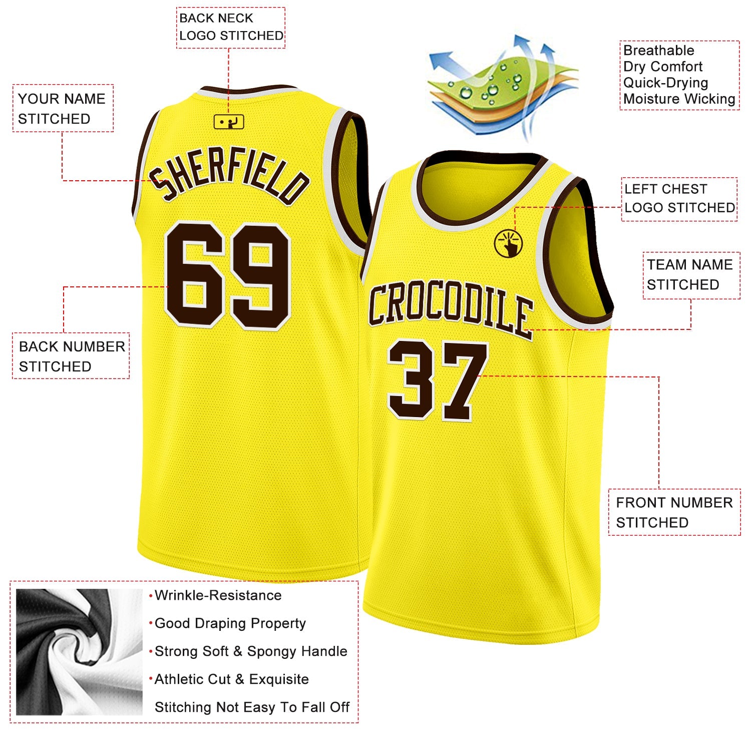 Custom Light Yellow Brown-White Authentic Basketball Jersey