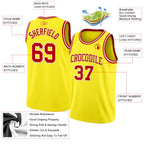 Custom Light Yellow Red-White Authentic Basketball Jersey