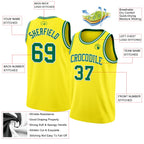 Custom Light Yellow Kelly Green-White Authentic Basketball Jersey