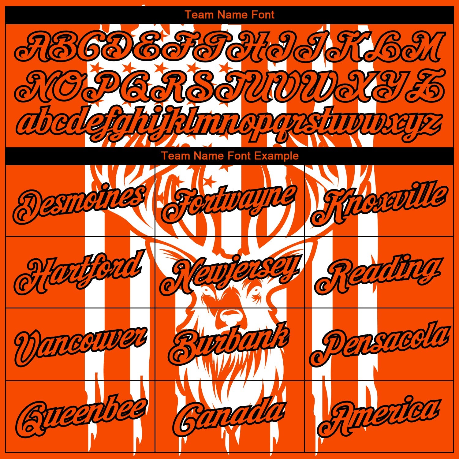 Custom Orange Black-White 3D Animal Deer Hunting American Flag Long Sleeve Performance T-Shirt