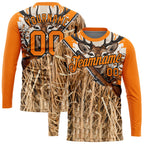 Custom Bay Orange Black 3D Animal Deer Hunting Tool Gun Long Sleeve Performance T-Shirt