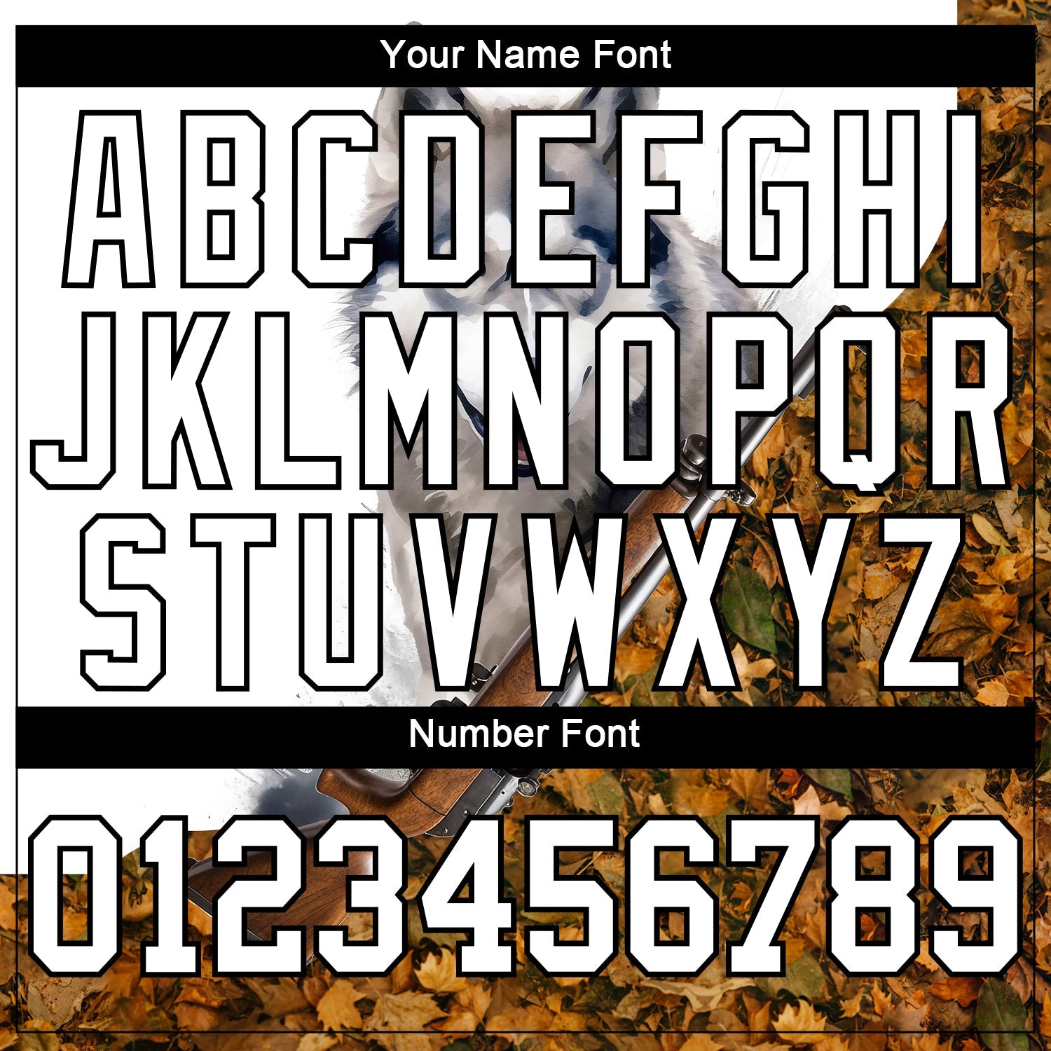 Custom White Black 3D Animal Wolf Hunting Tool Gun Long Sleeve Performance T-Shirt