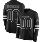 Custom Black White Long Sleeve Authentic Football Jersey