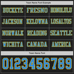 Custom Black Powder Blue-Yellow Long Sleeve Authentic Football Jersey