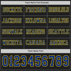 Custom Black Royal-Yellow Long Sleeve Authentic Football Jersey