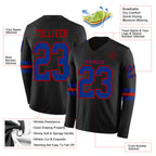 Custom Black Royal-Red Long Sleeve Authentic Football Jersey