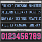 Custom Black Pink-Light Blue Long Sleeve Authentic Football Jersey