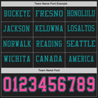 Custom Black Pink-Teal Long Sleeve Authentic Football Jersey