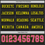 Custom Black Pink-Light Yellow Long Sleeve Authentic Football Jersey